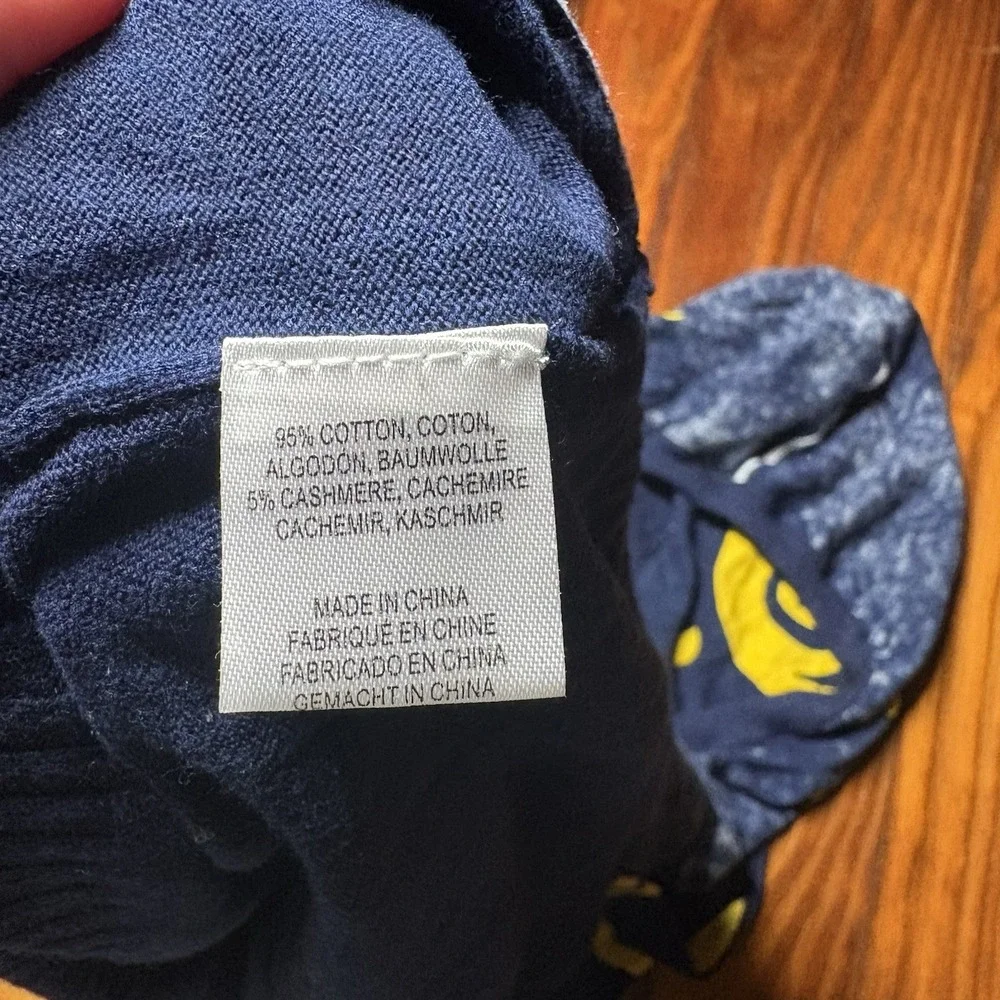 Minnie Rose Celestial Sun Blue Yellow Burnout Hoodie Cashmere Blend M Baja Boho
